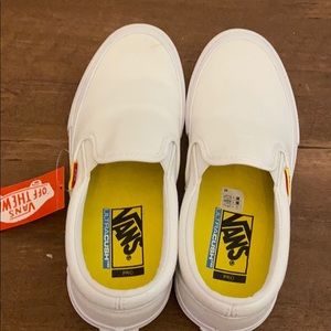 White Vans with Checkered Rim